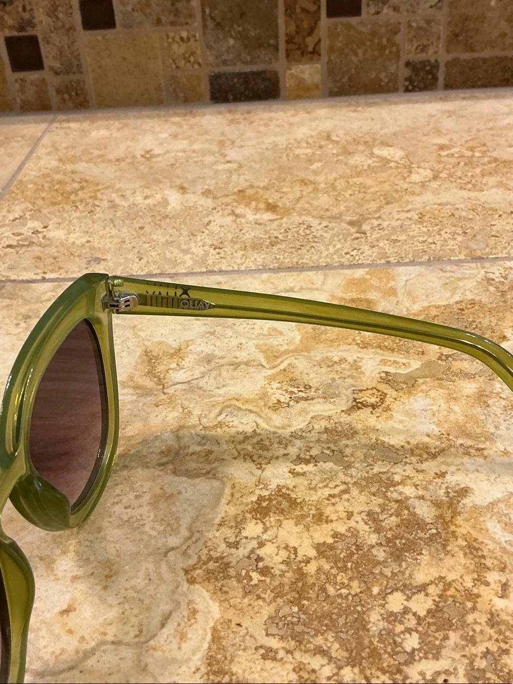 Quay Australia Lime Green Round Sunglasses with Gradient Brown Lenses